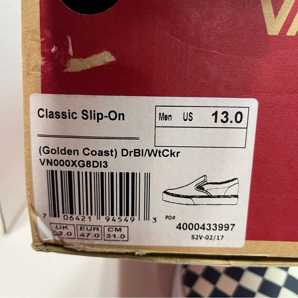 VANS Classic checkerboard print slip on shoes men’s size 13 NWT BLUE - Picture 2 of 16